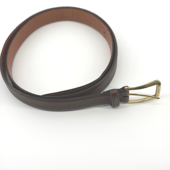 Burberrys Genuine‎ Leather Belt Mens 42 Brown Brass Buckle Made in USA Vintage